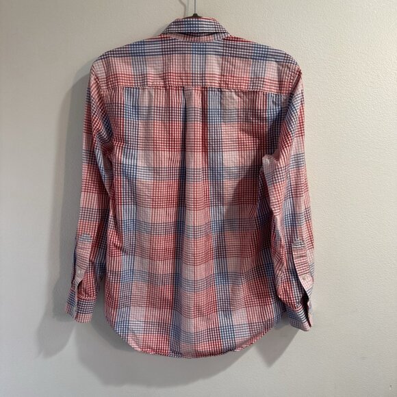 Vineyard Vines Whale Shirt Mens XS Gingham Check Plaid Button Front Red Blue - Picture 7 of 10